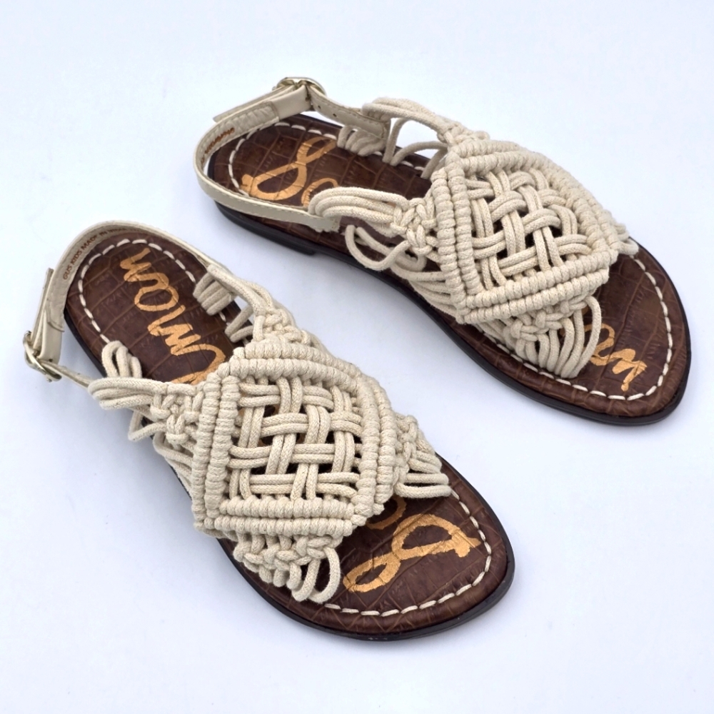 NWOT Sam Edelman Gus Kids Woven Buckle Sandals, Ivory, Girls U.S. Size 12M, NEW!